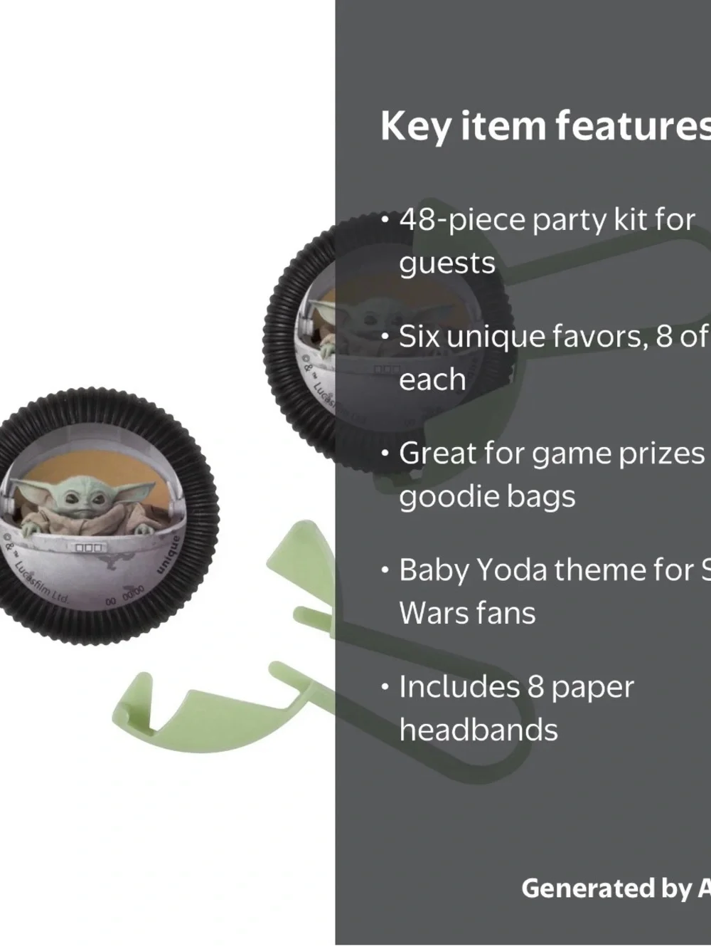 Star Wars The Mandalorian Favor Pack with Baby Yoda Prints - 48 Pieces